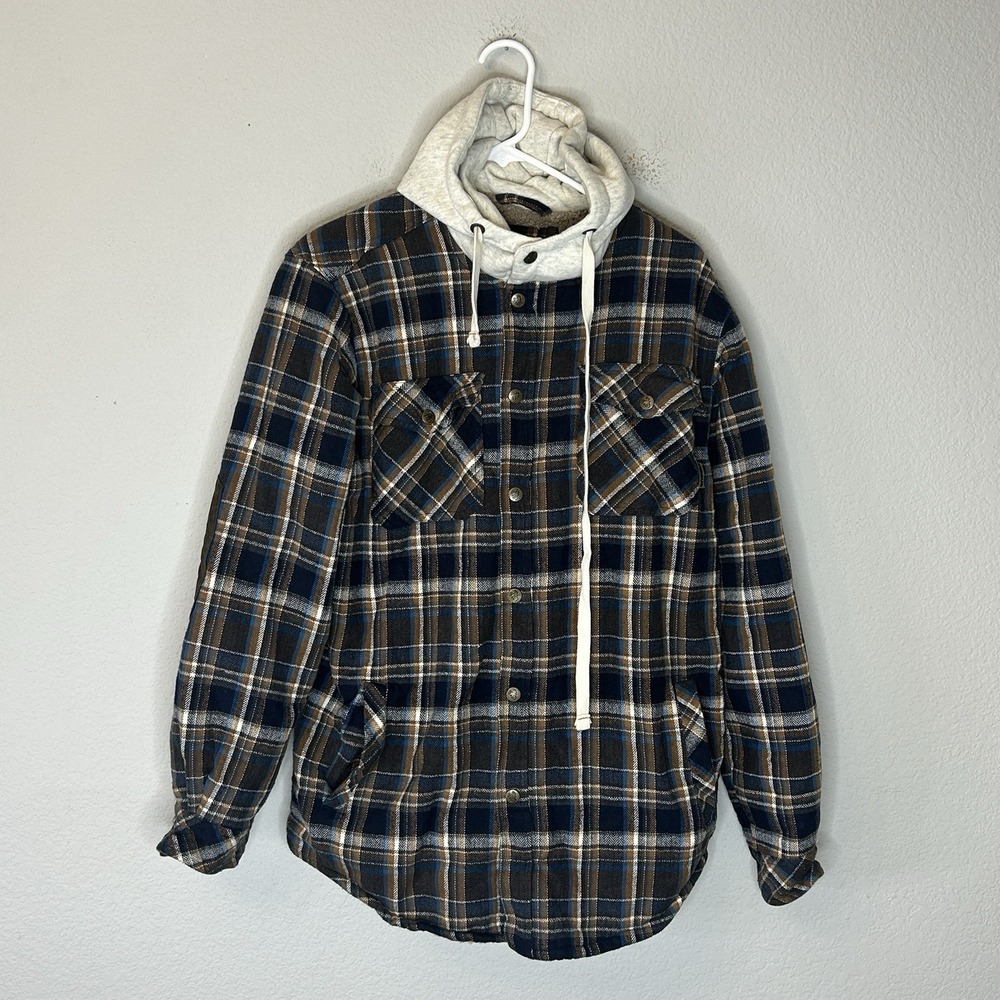 Legendary Whitetails Men's Camp Night Berber Lined Hooded Flannel Shirt Jacket L